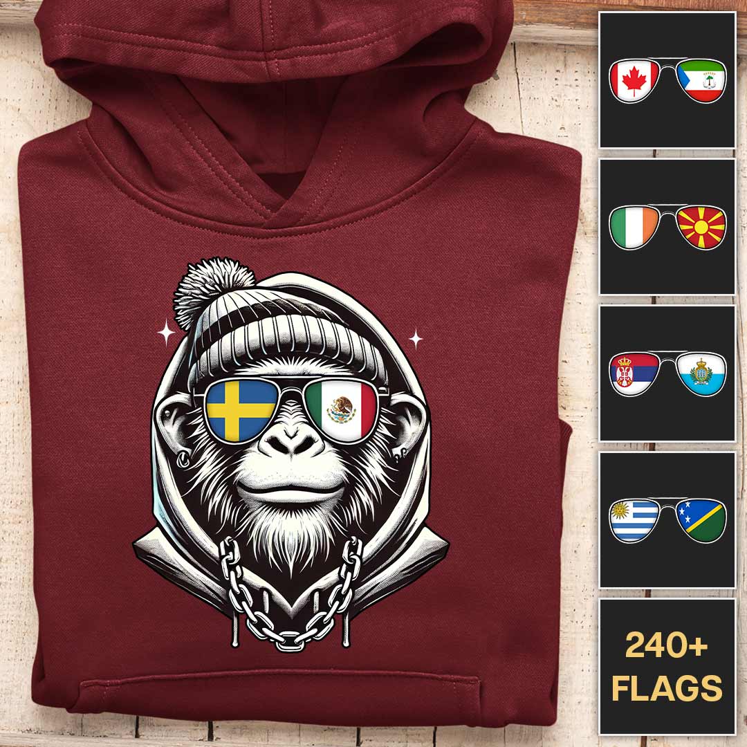 Flag Shades Ape - Customizable Hoodie - Image 2