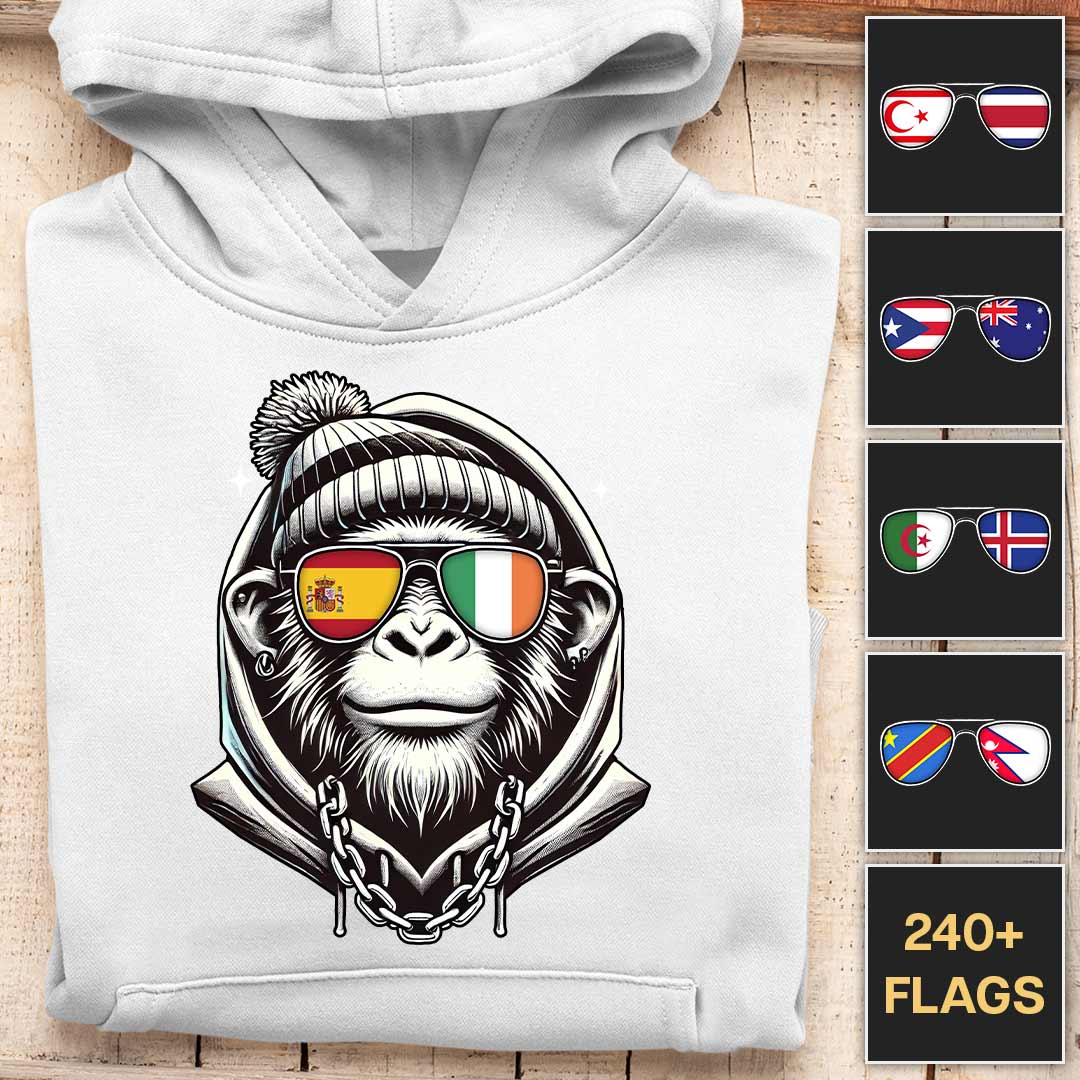 Flag Shades Ape - Customizable Hoodie - Image 3