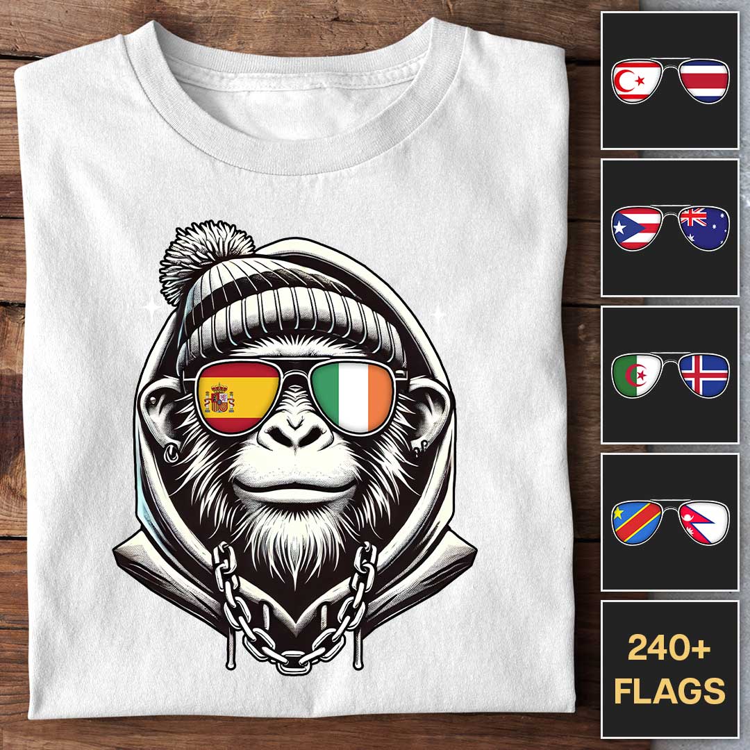 Flag Shades Ape - Customizable T-Shirt - Image 3